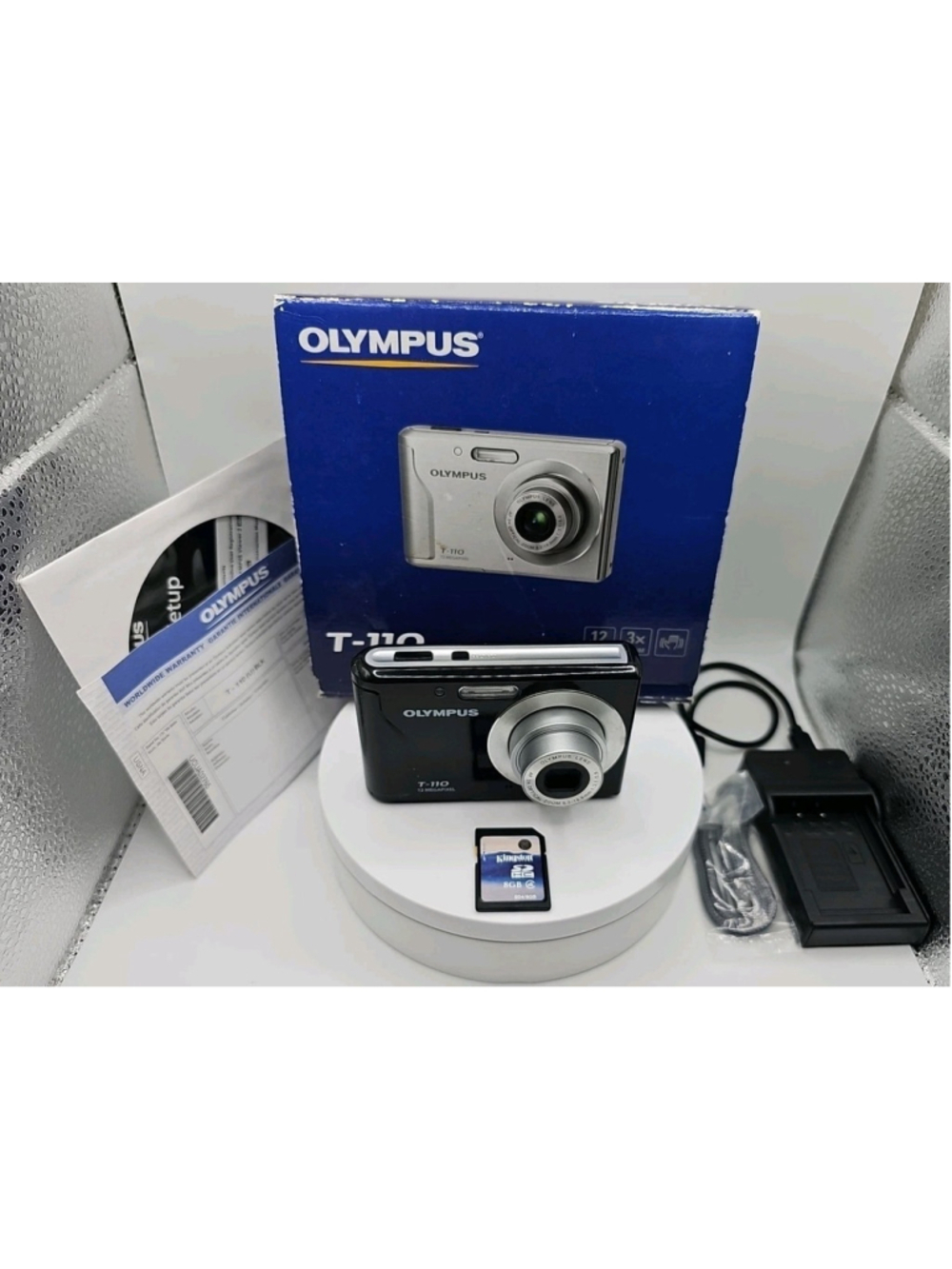 Olympus Digital Camera T-110 12.0MP With Box Battery Charger SD Card Etc. Tested